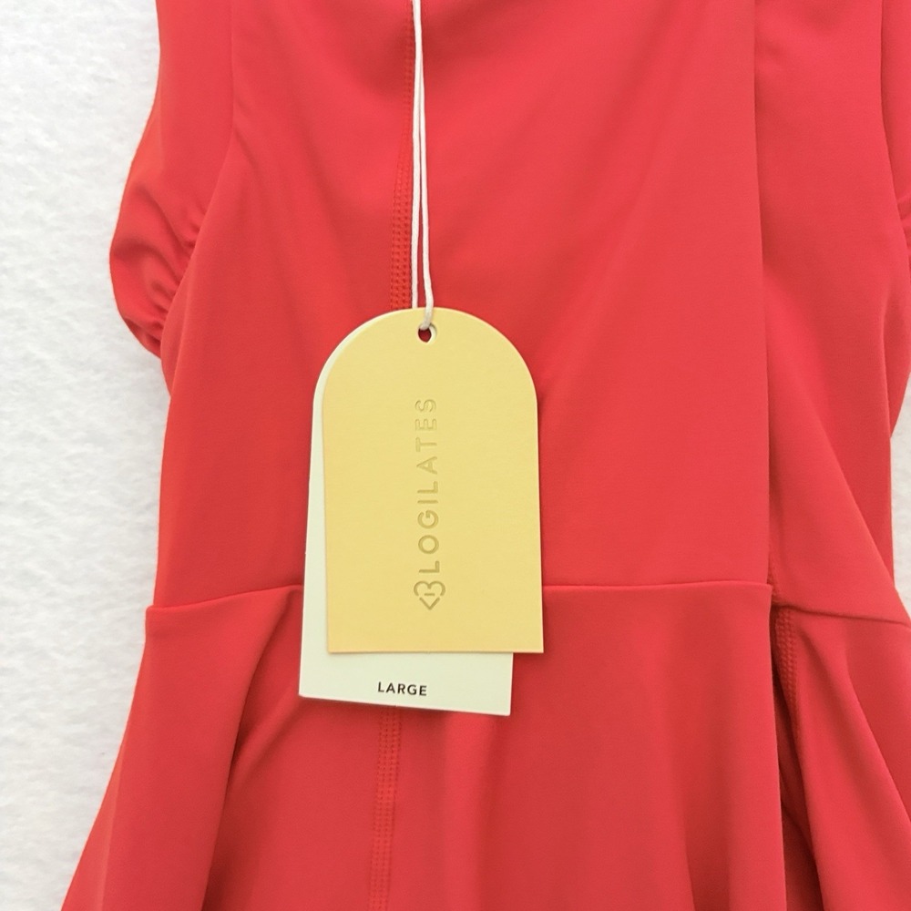 Blogilates Tie Front Twirl Active Dress Size Large NWT Orange Inner Shorts - Picture 7 of 9